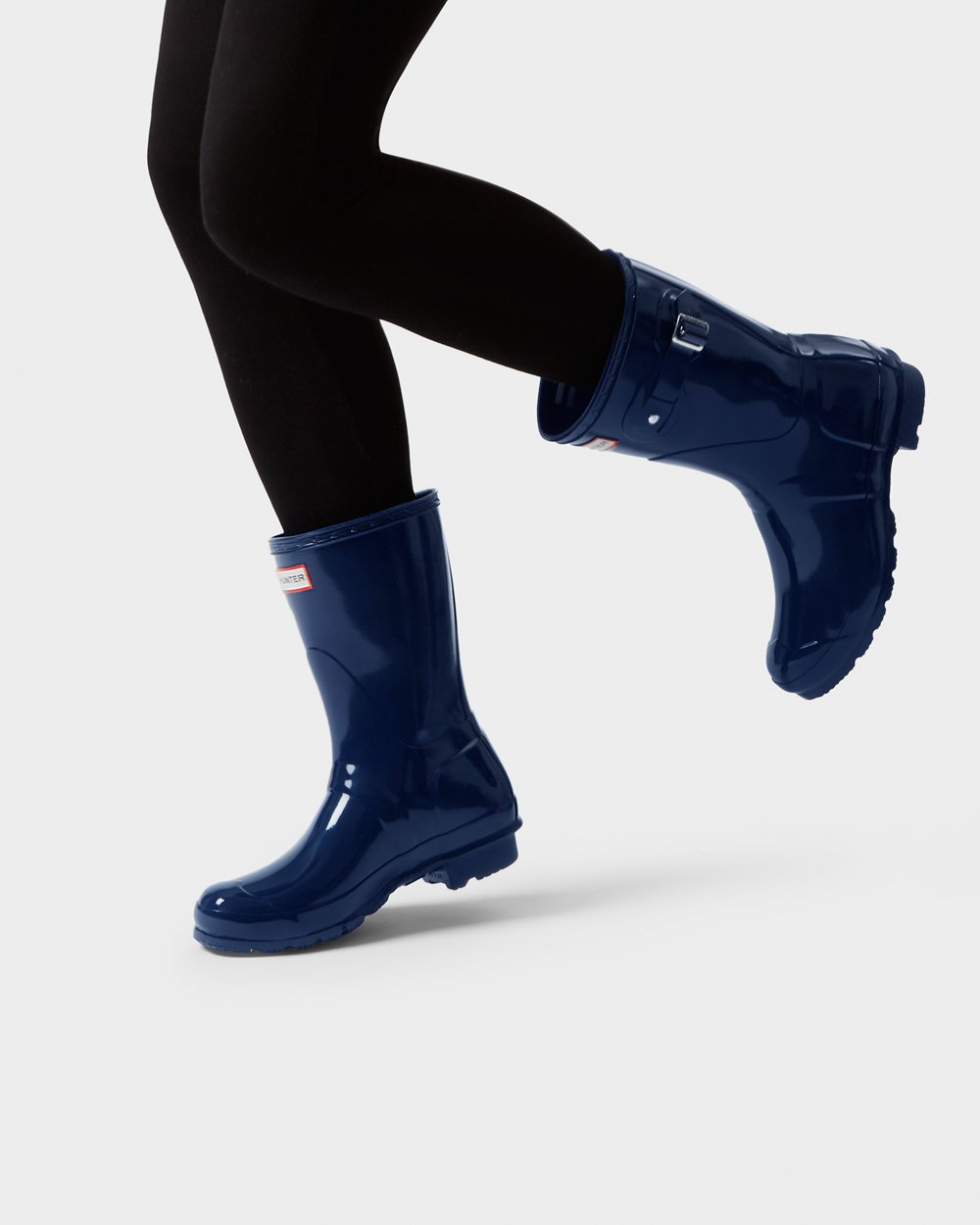 Womens Hunter Original Gloss - Short Rain Boots Navy - 9182-MNTAR